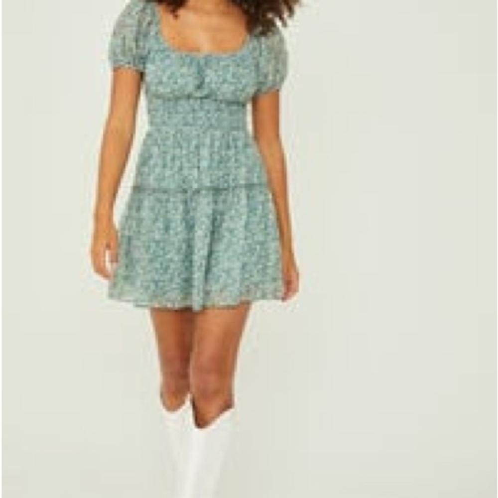 Floral Green Mini Dress